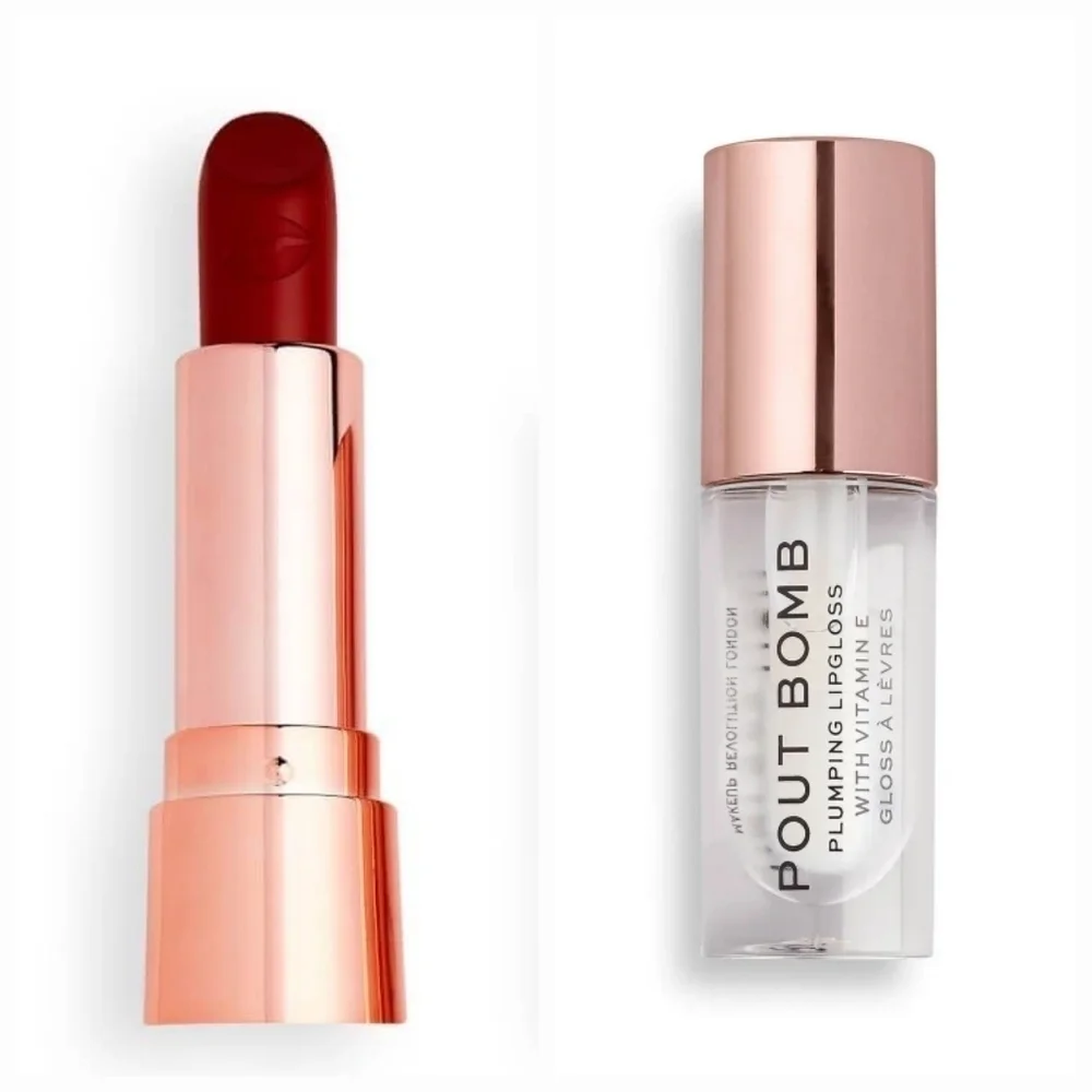 Revolution Beauty London Lipstick (Ruby) & Clear Gloss Bundle